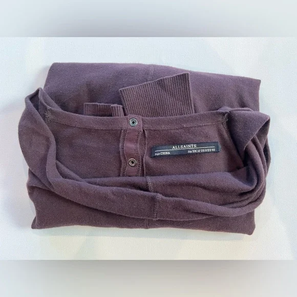 All Saints NWOT Elgar Cowl Sweater Burgundy - Picture 11 of 11